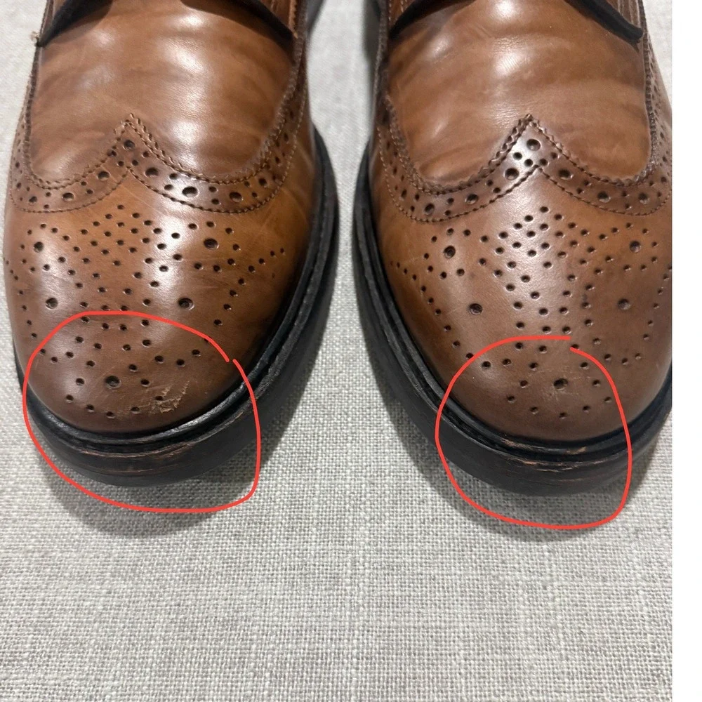 Massimo Dutti Mens Brown Leather Wingtip Brogues EU 45